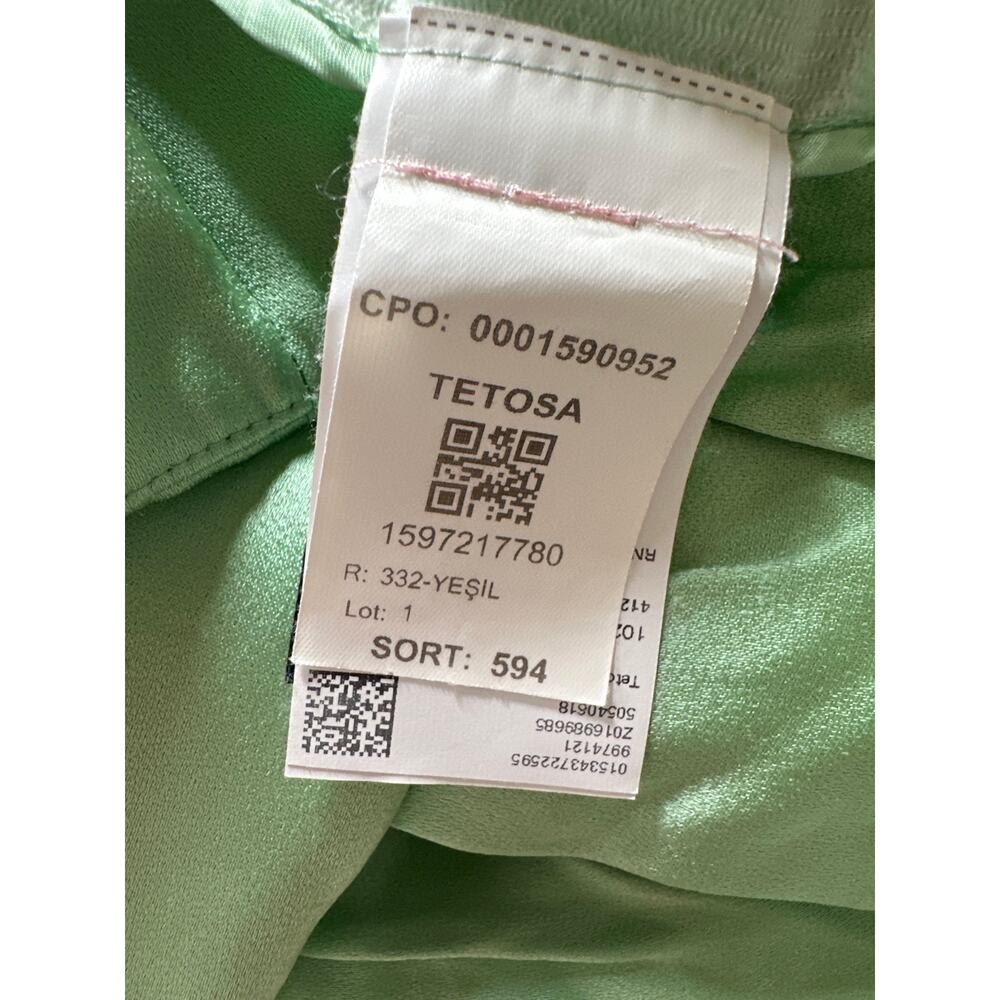 Boss Tetosta Trousers Relaxed Tailored Fit Pleated Wide Leg Pants Satin Green 10 - Picture 10 of 11